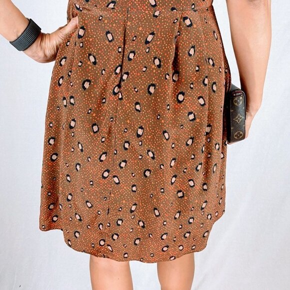 Slate & Willow Brown Faux-Wrap Silk Dress $296 - Picture 8 of 10